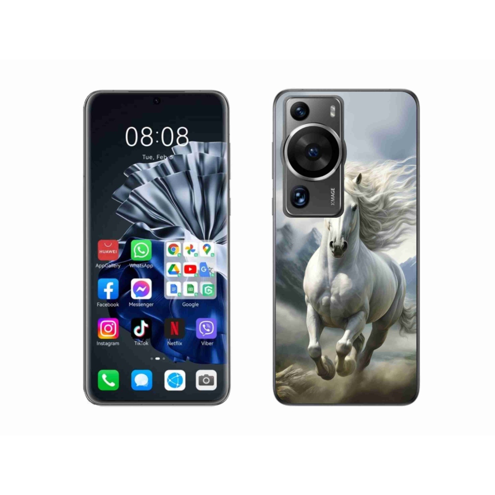 Gelový kryt mmCase na Huawei P60 Pro - běžící bílý kůň 3