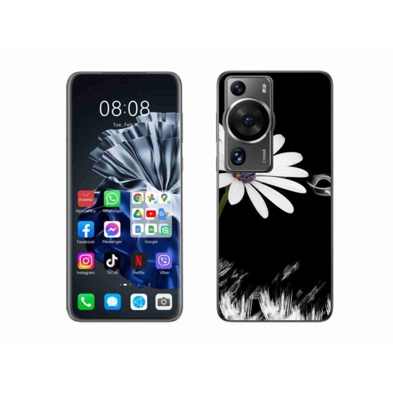 Gelový kryt mmCase na Huawei P60 Pro - bílá květina