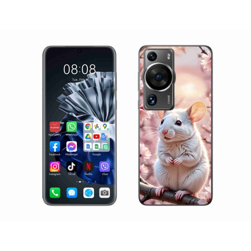 Gelový kryt mmCase na Huawei P60 Pro - bílá myš na větvi