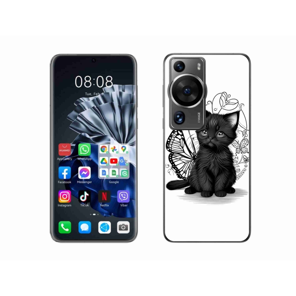 Gelový kryt mmCase na Huawei P60 Pro - černé kotě