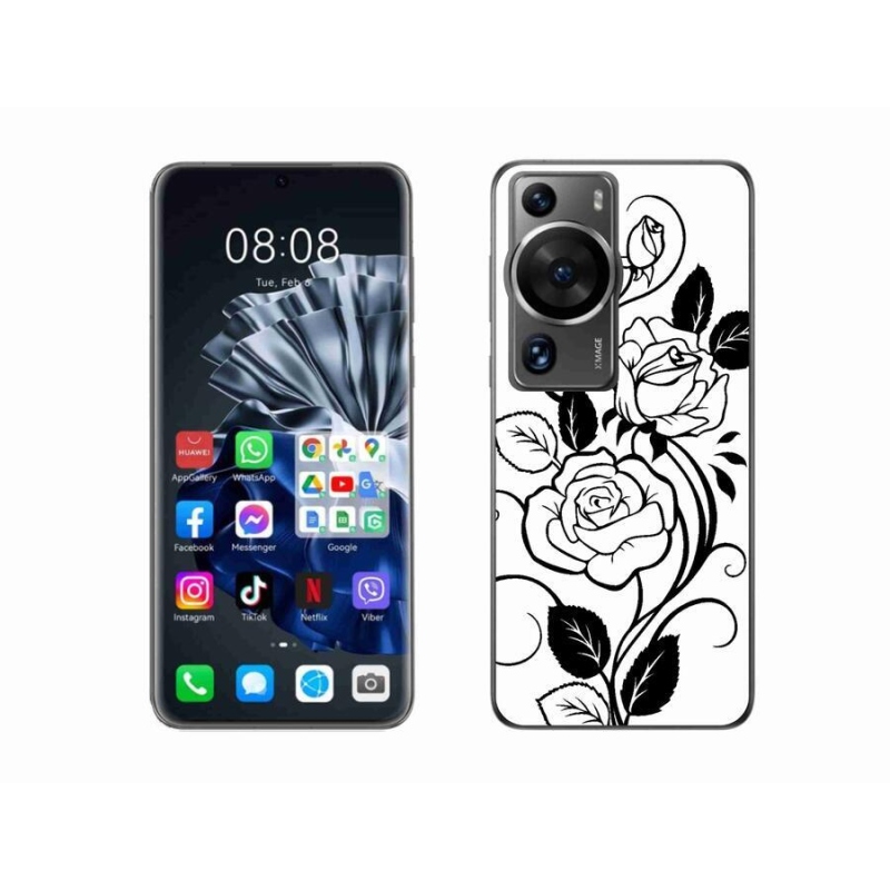 Gelový kryt mmCase na Huawei P60 Pro - černobílá růže