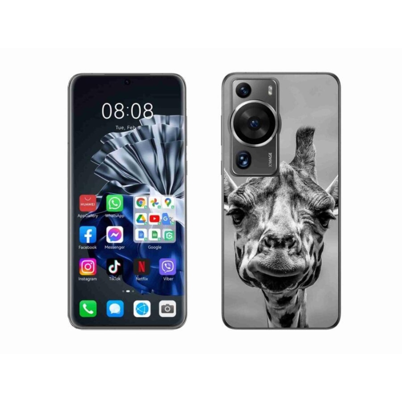 Gelový kryt mmCase na Huawei P60 Pro - černobílá žirafa