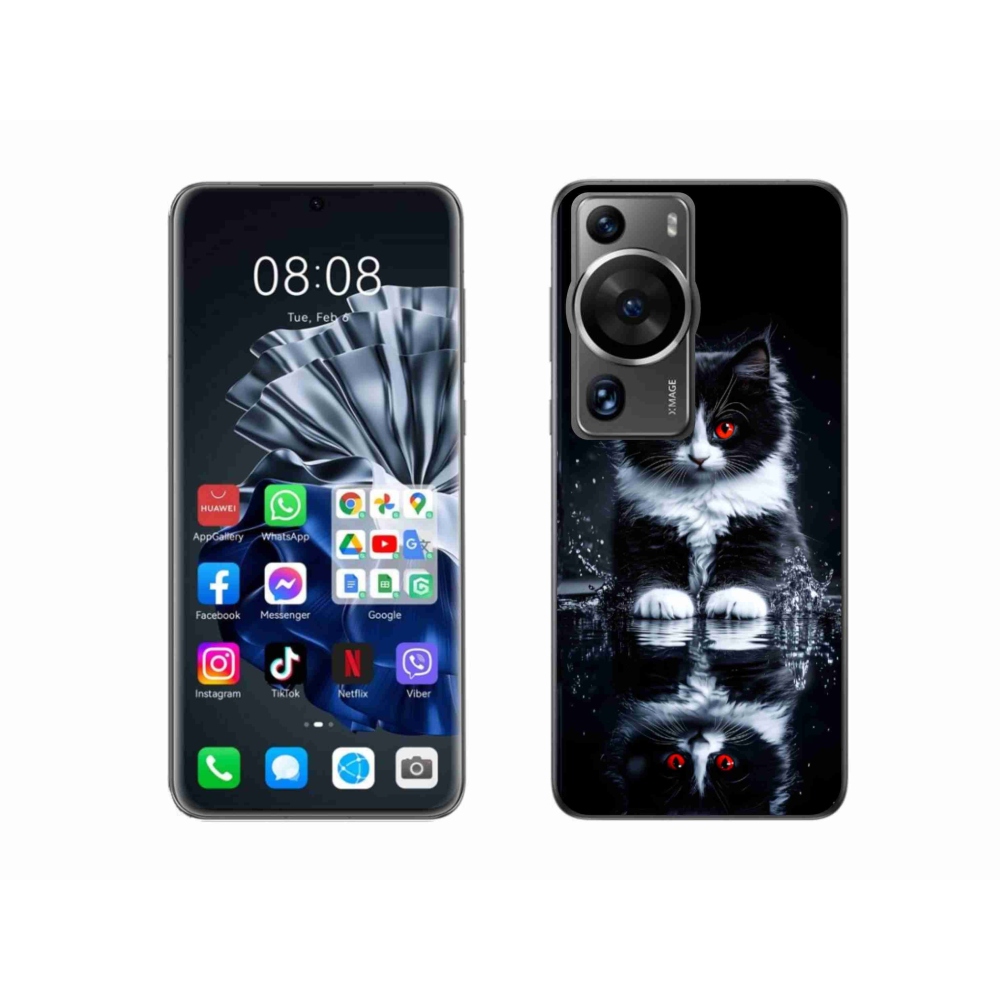 Gelový kryt mmCase na Huawei P60 Pro - černobílé kotě