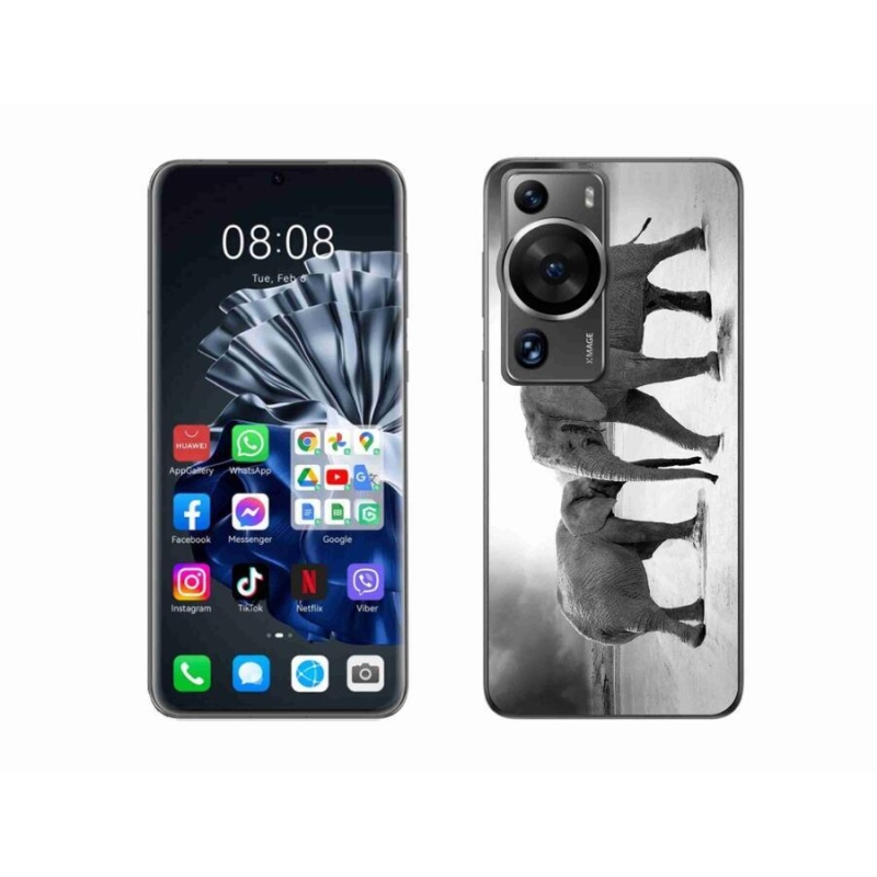 Gelový kryt mmCase na Huawei P60 Pro - černobílí sloni