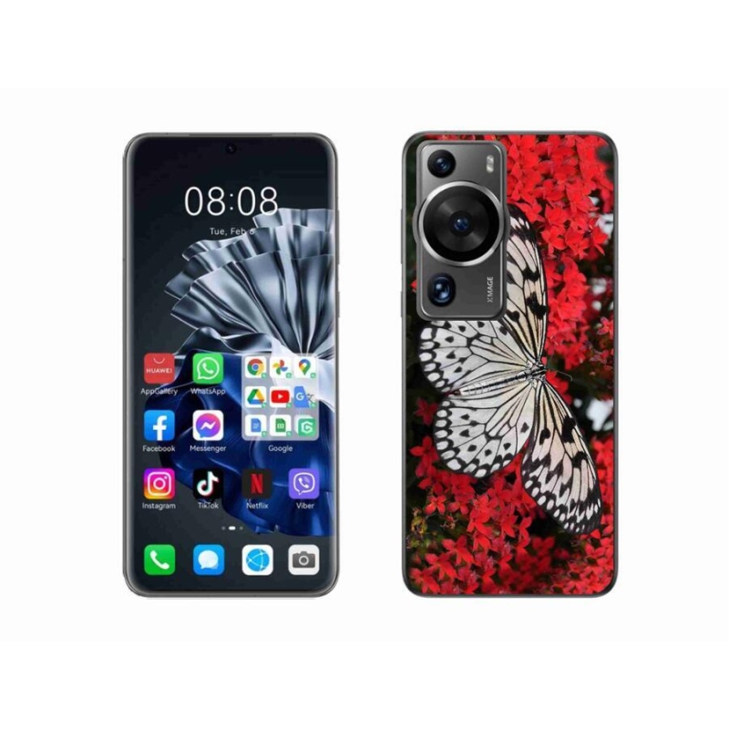 Gelový kryt mmCase na Huawei P60 Pro - černobílý motýl 1