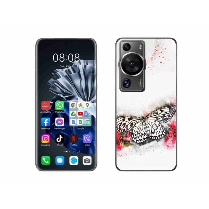 Gelový kryt mmCase na Huawei P60 Pro - černobílý motýl