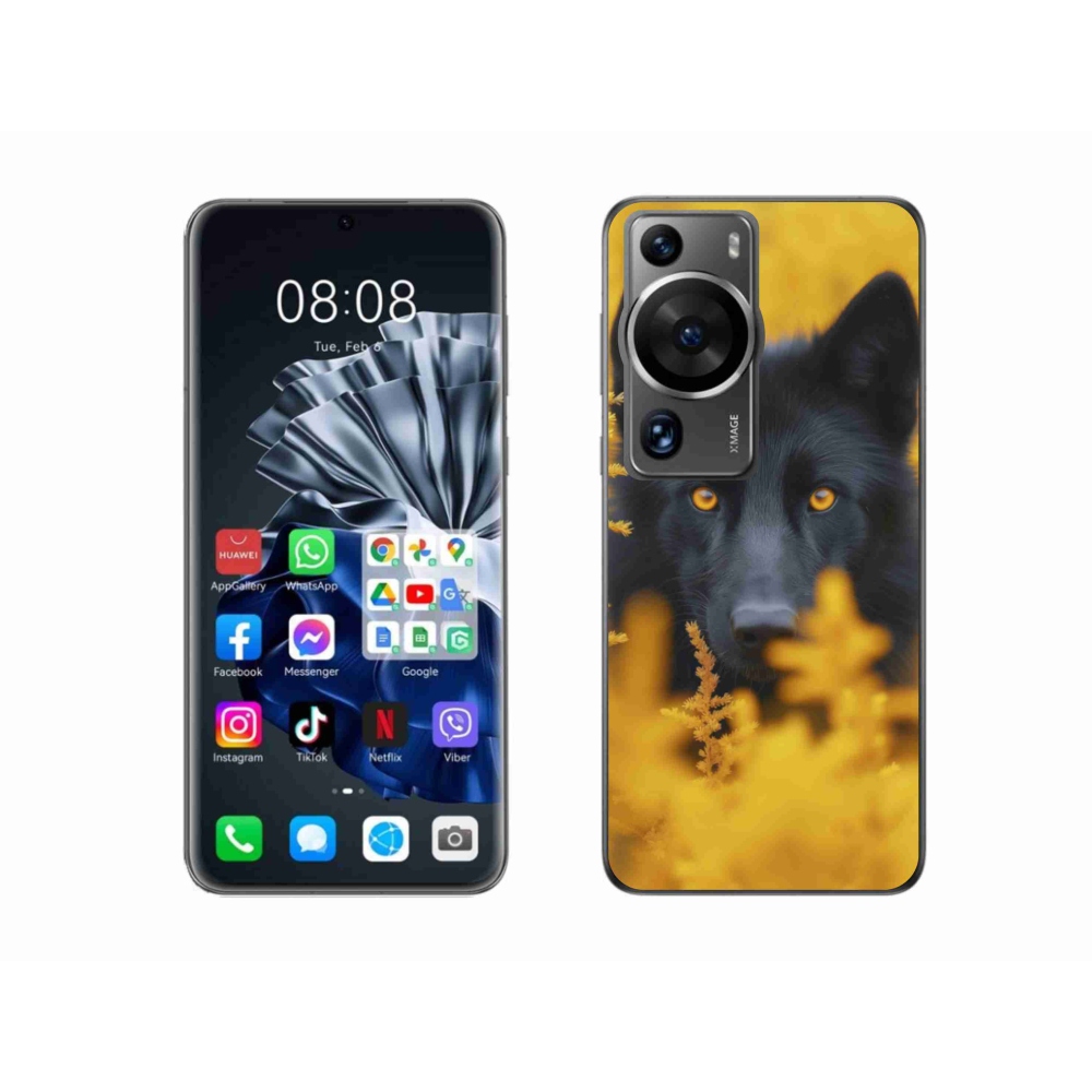 Gelový kryt mmCase na Huawei P60 Pro - černý vlk 2