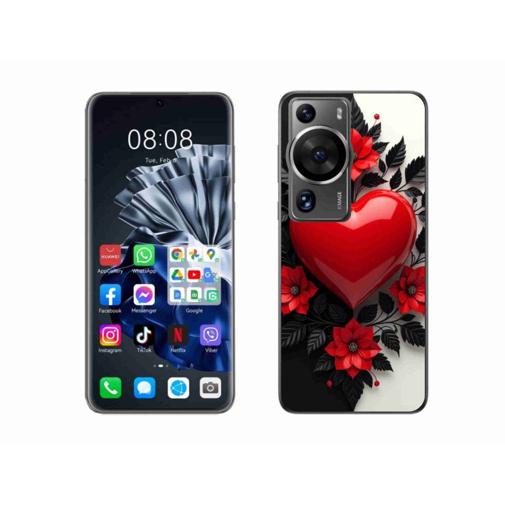 Gelový kryt mmCase na Huawei P60 Pro - červené srdce