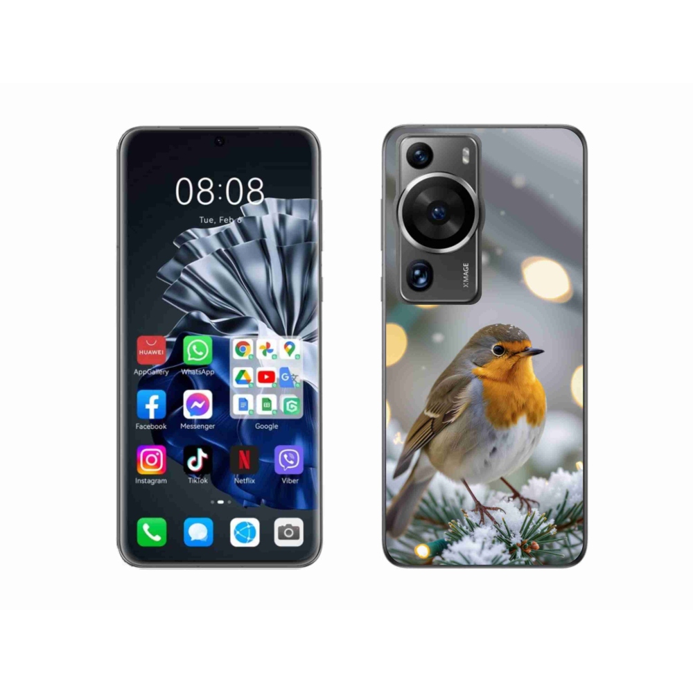 Gelový kryt mmCase na Huawei P60 Pro - červenka v zimě