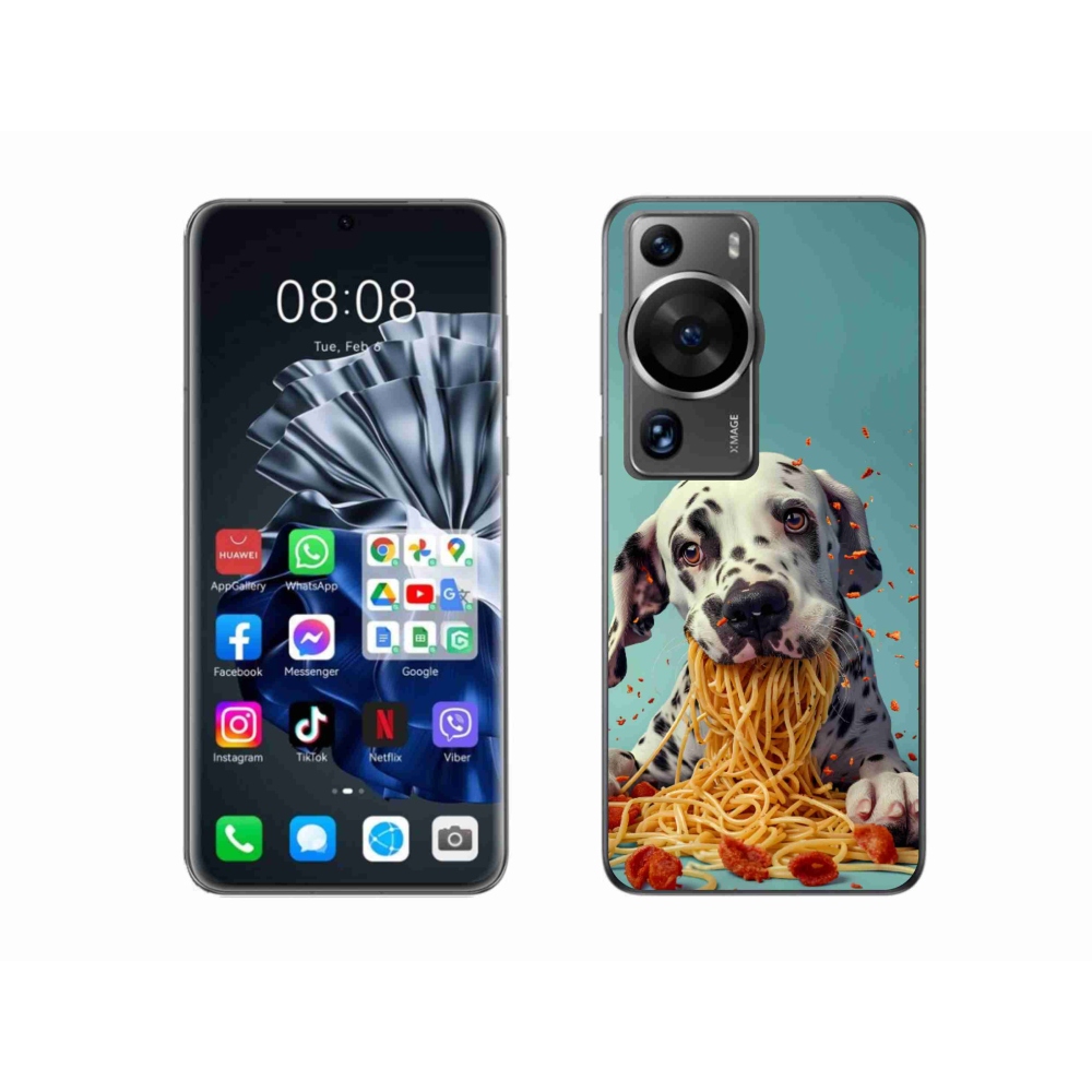 Gelový kryt mmCase na Huawei P60 Pro - dalmatin a špagety