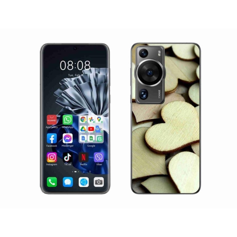 Gelový kryt mmCase na Huawei P60 Pro - dřevěná srdíčka