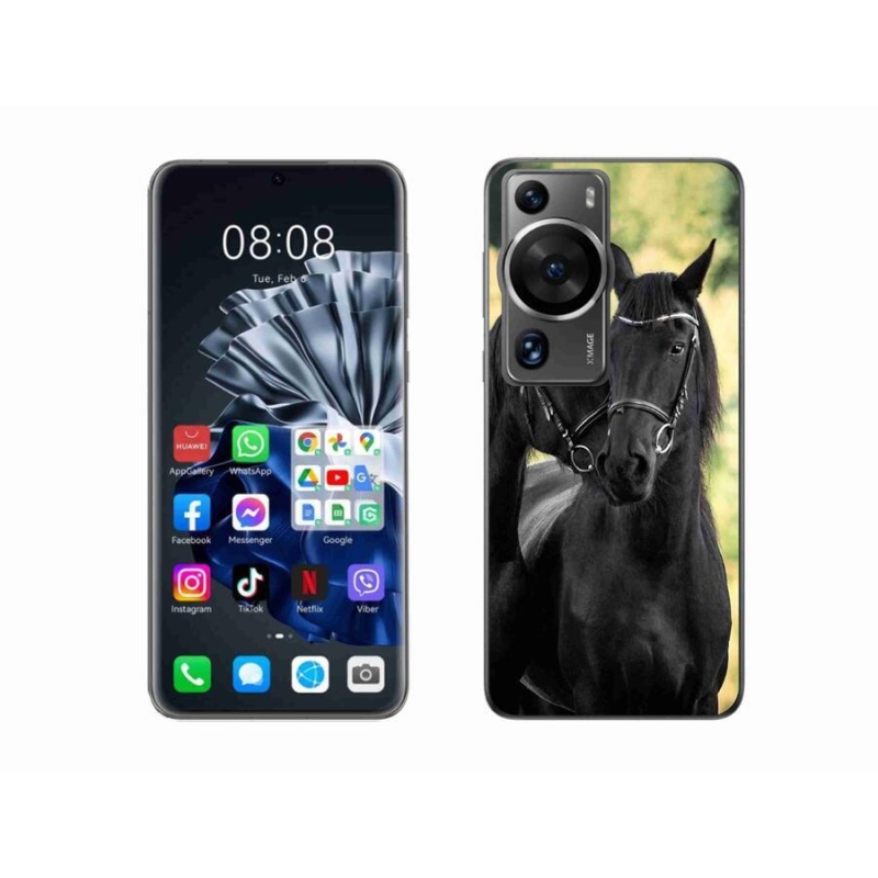 Gelový kryt mmCase na Huawei P60 Pro - dva černí koně