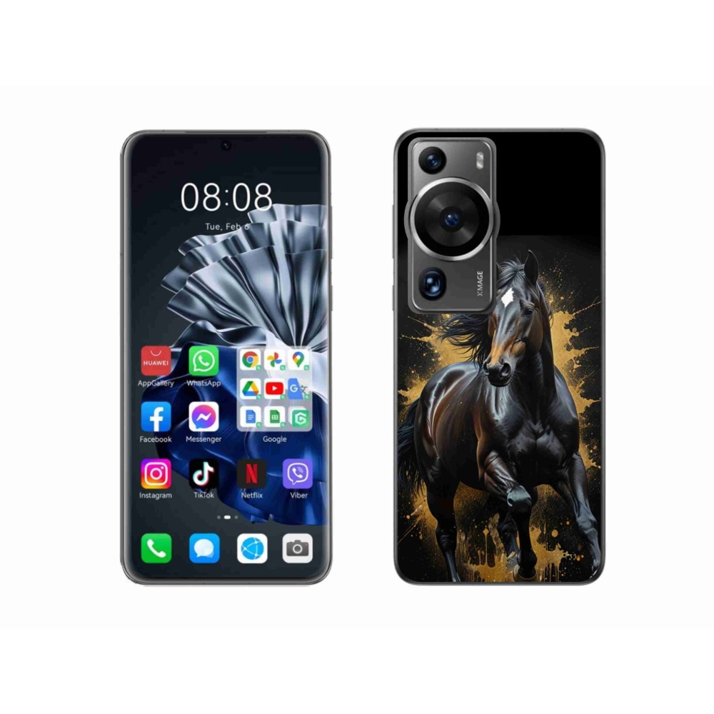 Gelový kryt mmCase na Huawei P60 Pro - elegantní černý hřebec