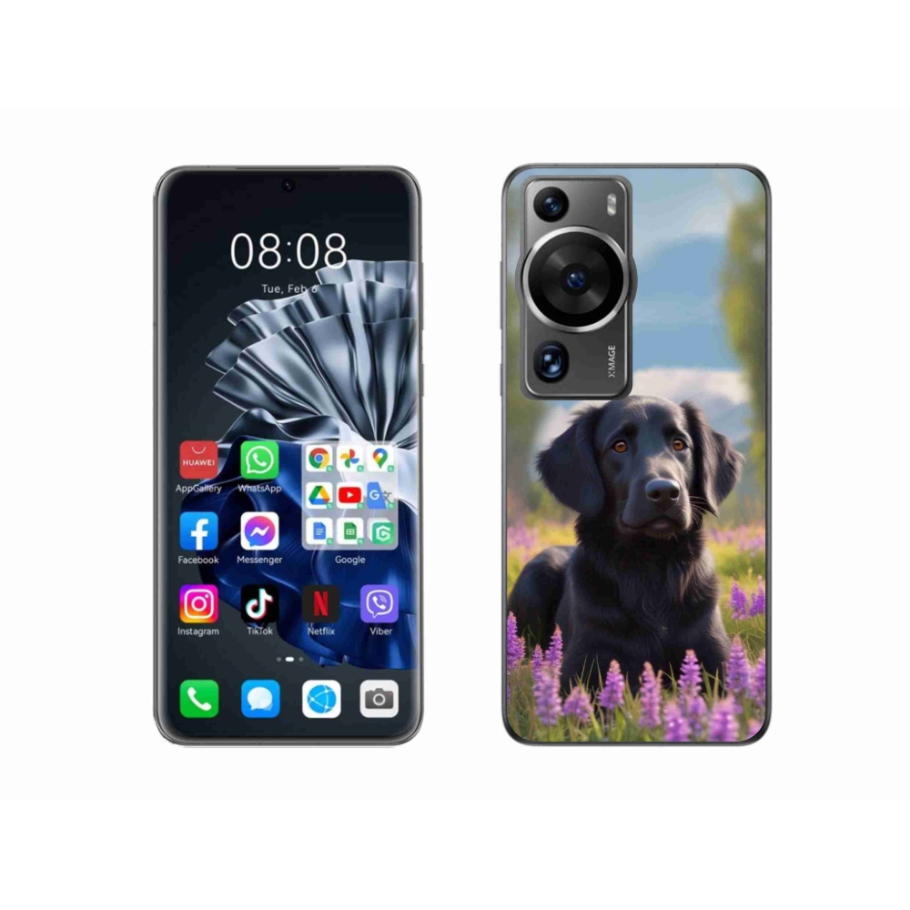 Gelový kryt mmCase na Huawei P60 Pro - elegantní černý retrívr