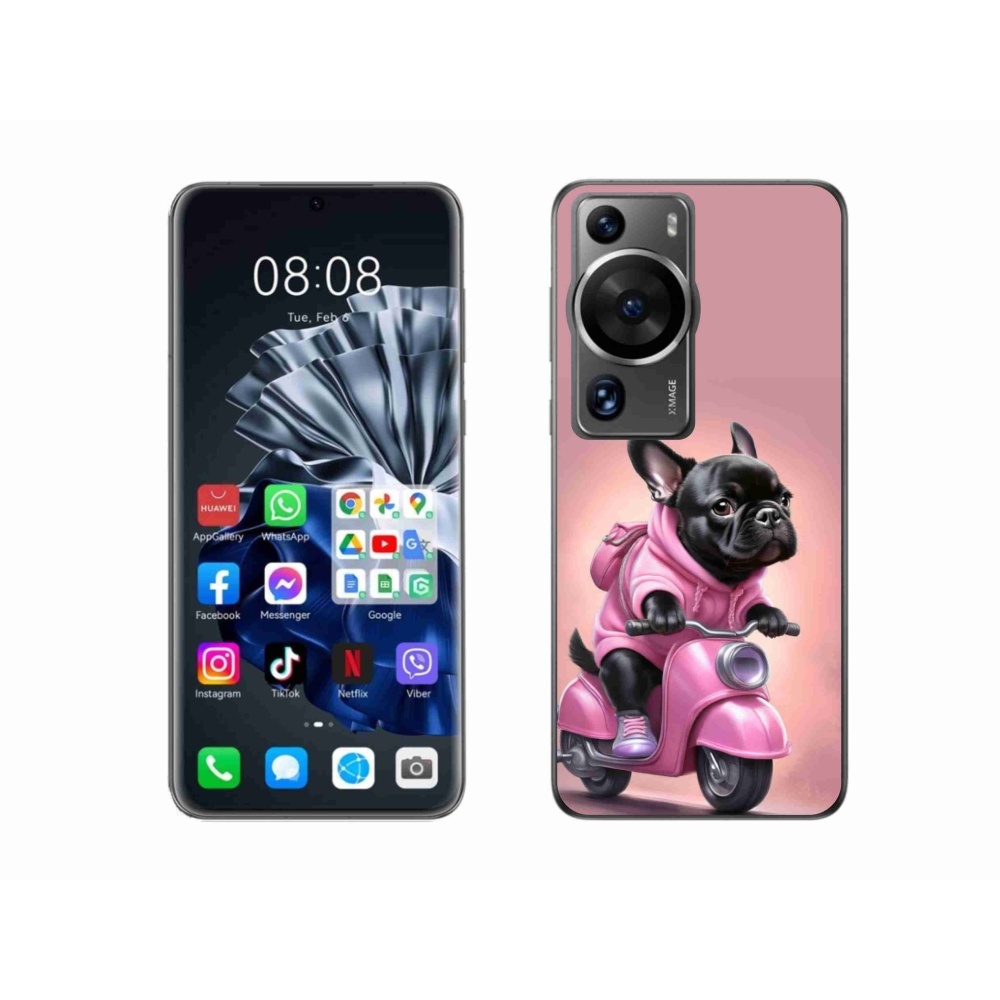 Gelový kryt mmCase na Huawei P60 Pro - francouzský buldoček na skútru