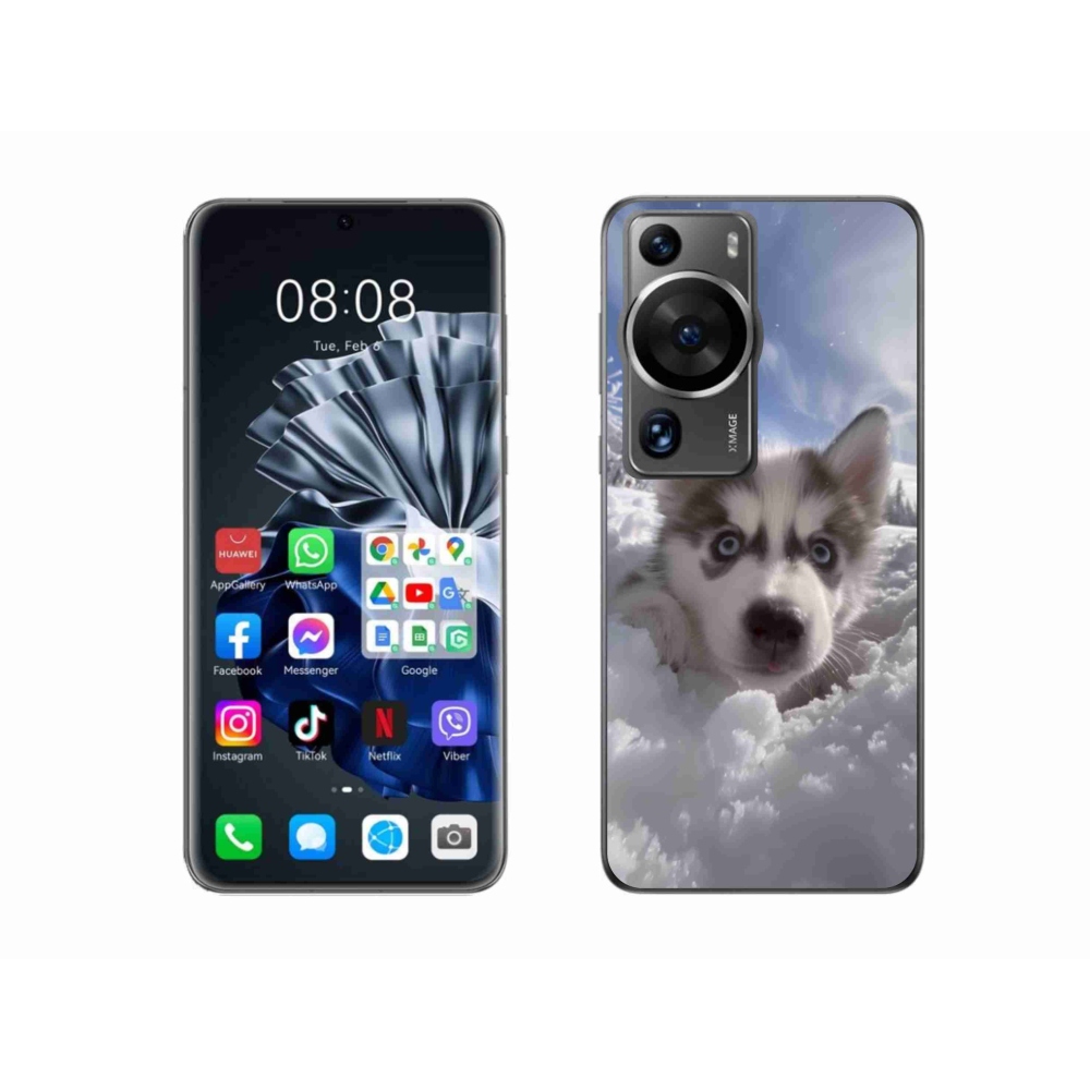 Gelový kryt mmCase na Huawei P60 Pro - husky ve sněhu