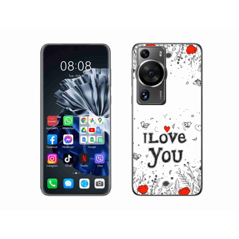 Gelový kryt mmCase na Huawei P60 Pro - I love you bílé pozadí