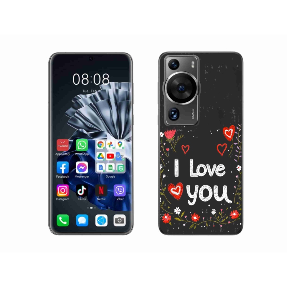 Gelový kryt mmCase na Huawei P60 Pro - I love you černé pozadí