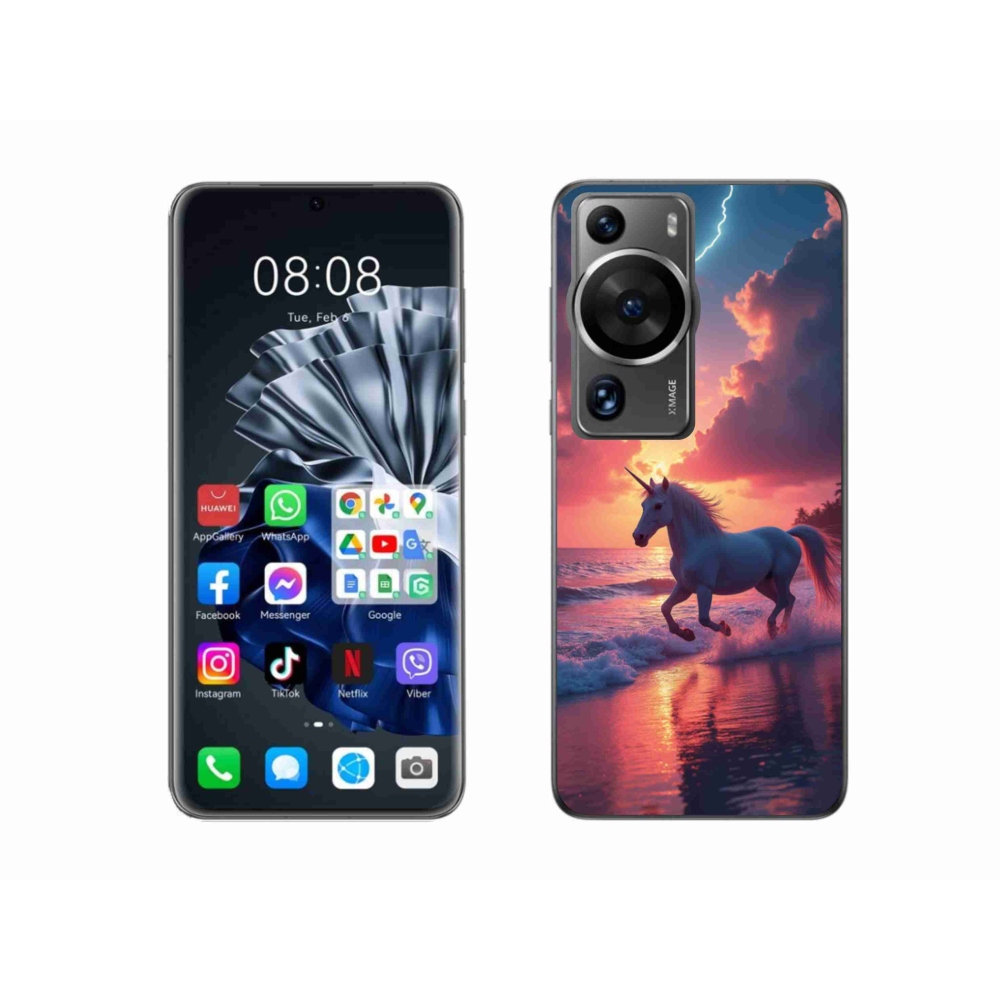 Gelový kryt mmCase na Huawei P60 Pro - jednorožec na pláži
