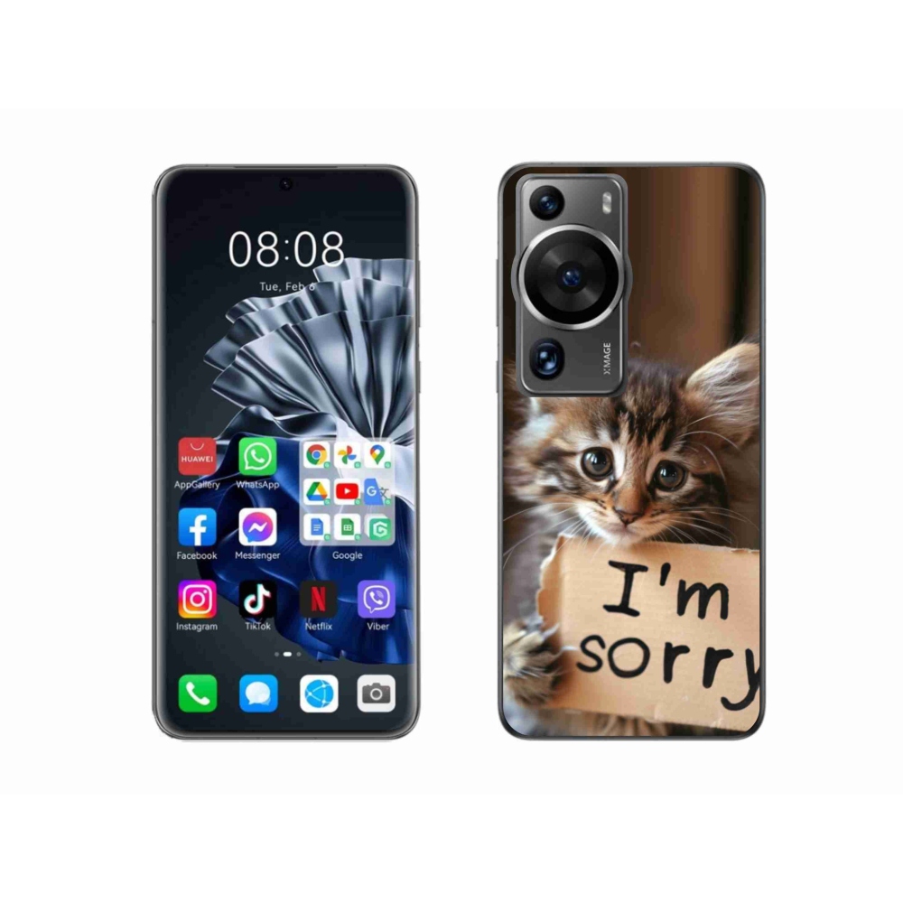 Gelový kryt mmCase na Huawei P60 Pro - kočíčí omluva