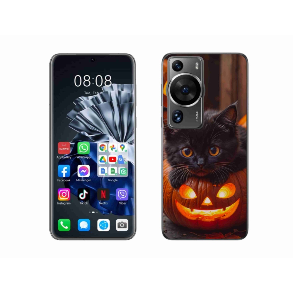 Gelový kryt mmCase na Huawei P60 Pro - kotě a dýně