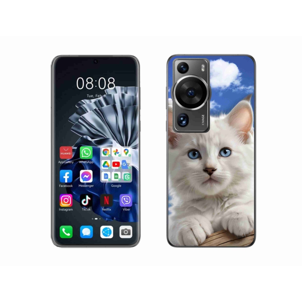 Gelový kryt mmCase na Huawei P60 Pro - kotě a oblaka