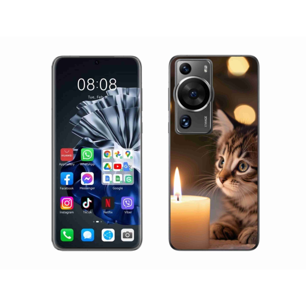 Gelový kryt mmCase na Huawei P60 Pro - kotě a svíčka