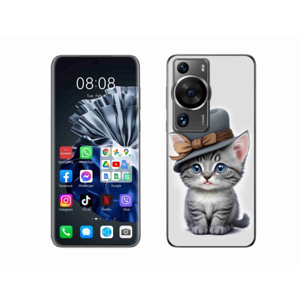 Gelový kryt mmCase na Huawei P60 Pro - kotě s kloboukem