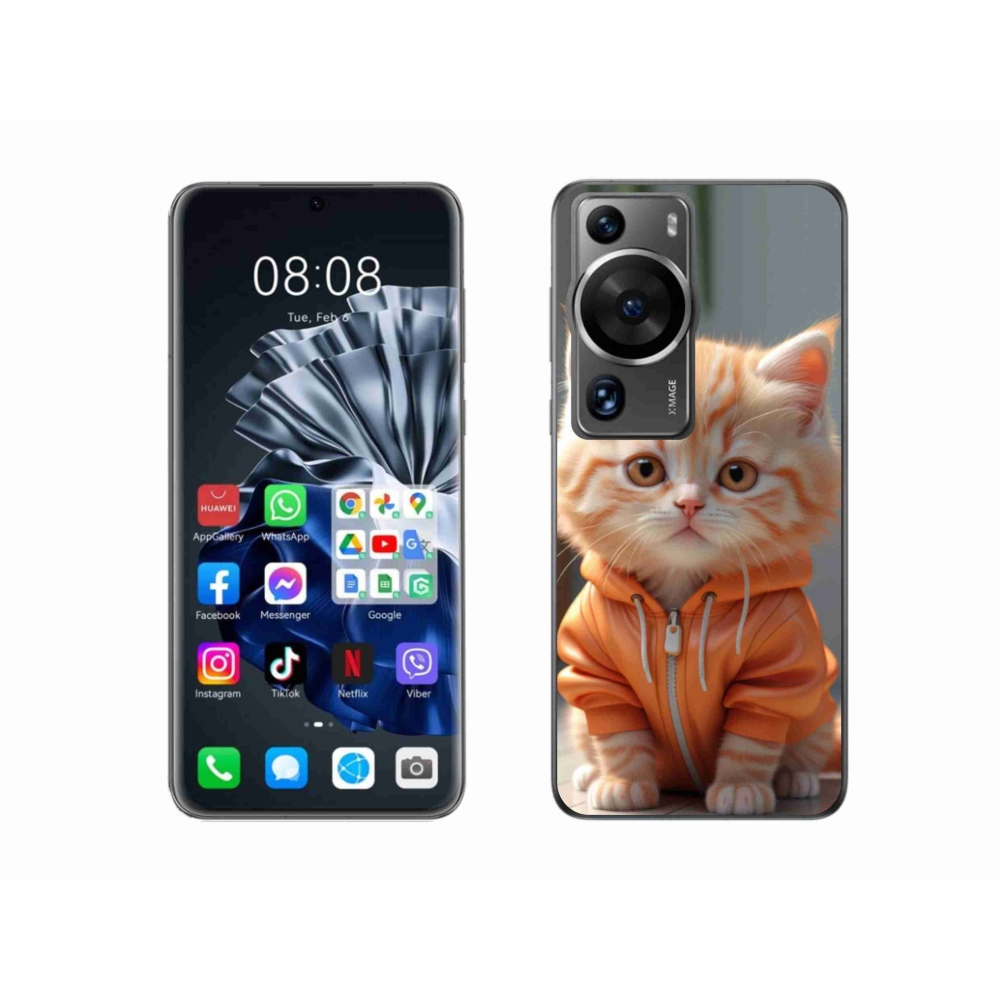 Gelový kryt mmCase na Huawei P60 Pro - kotě v mikině