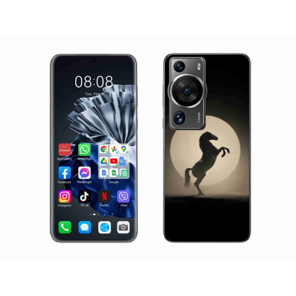 Gelový kryt mmCase na Huawei P60 Pro - kůň v siluetě