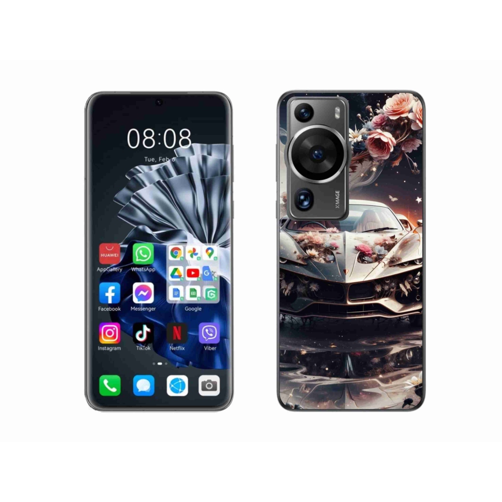 Gelový kryt mmCase na Huawei P60 Pro - květinový sportovní vůz