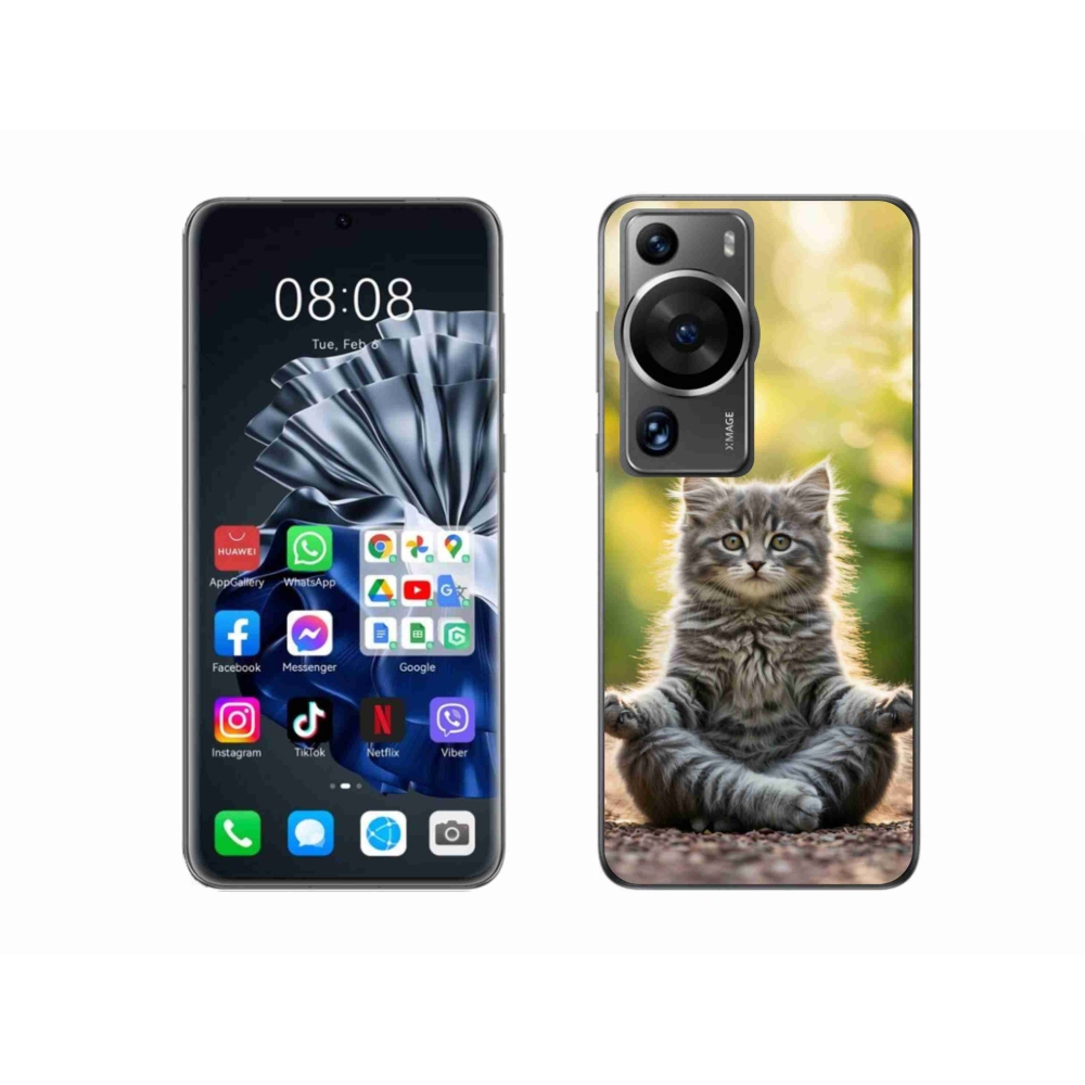 Gelový kryt mmCase na Huawei P60 Pro - meditující kotě