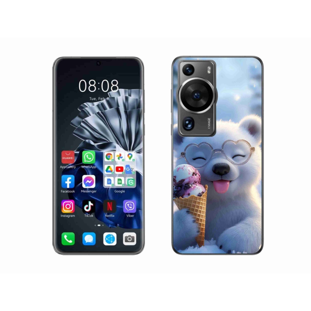 Gelový kryt mmCase na Huawei P60 Pro - medvídek se zmrzlinou