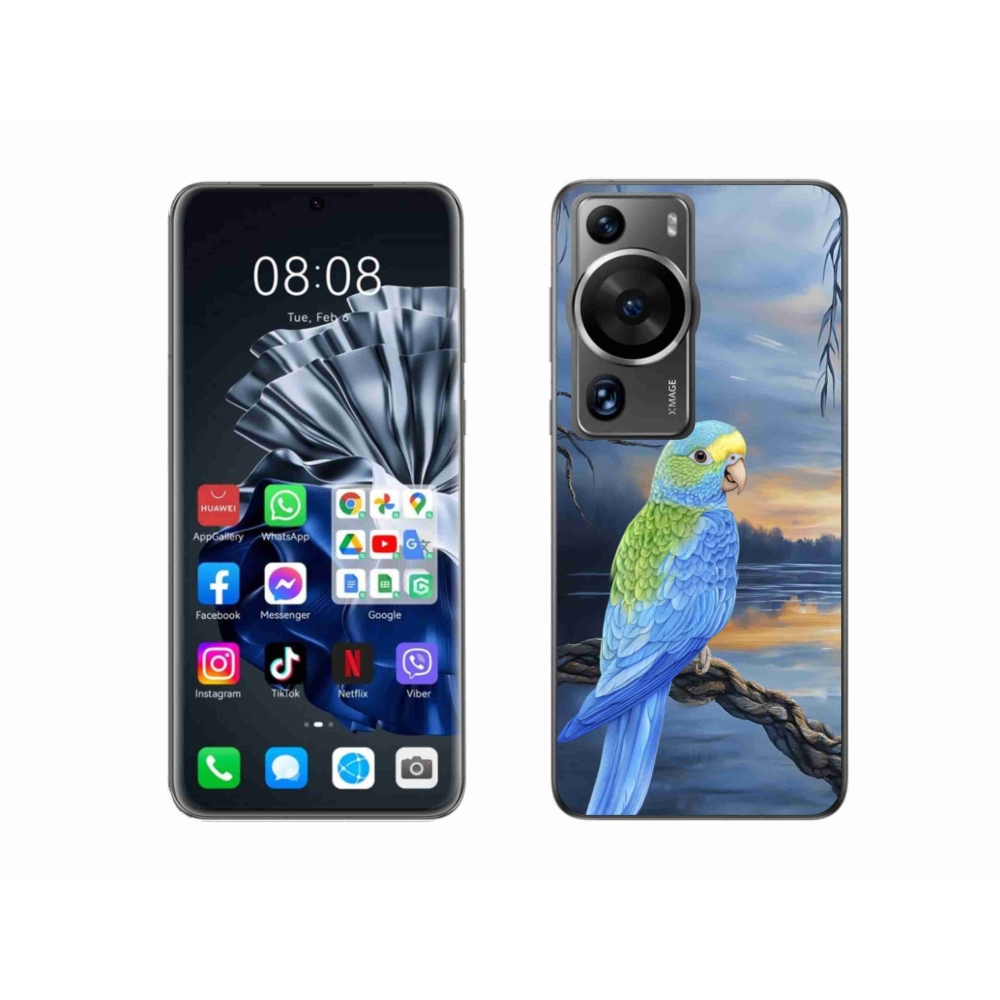 Gelový kryt mmCase na Huawei P60 Pro - modrý papoušek