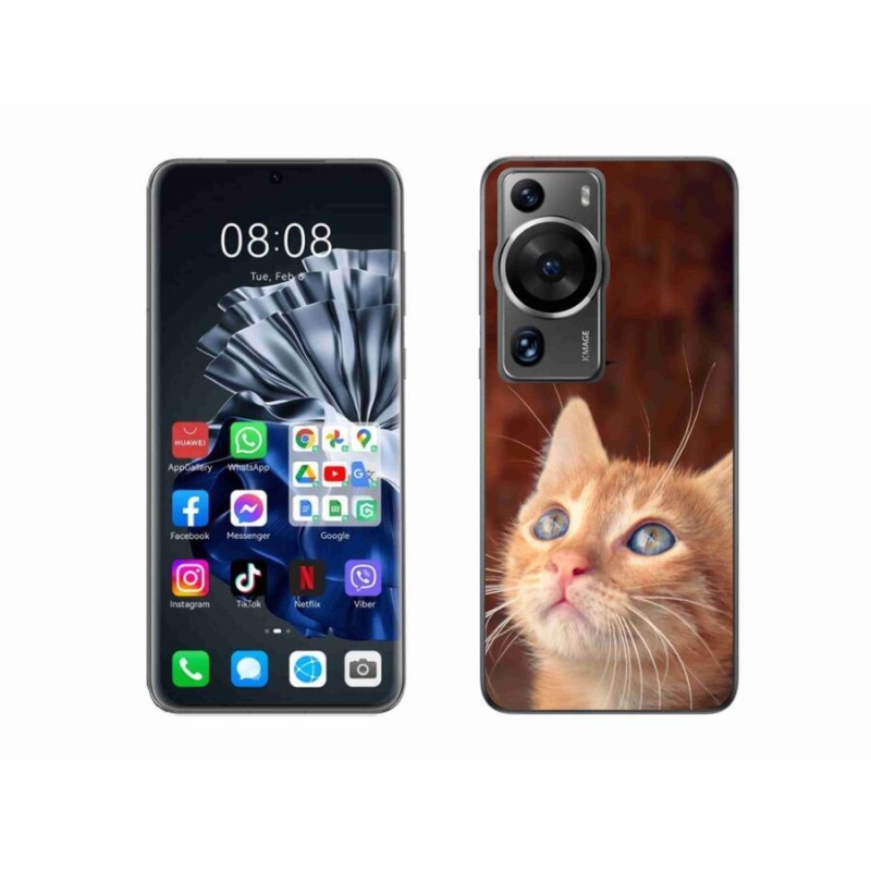 Gelový kryt mmCase na Huawei P60 Pro - motýl a kotě