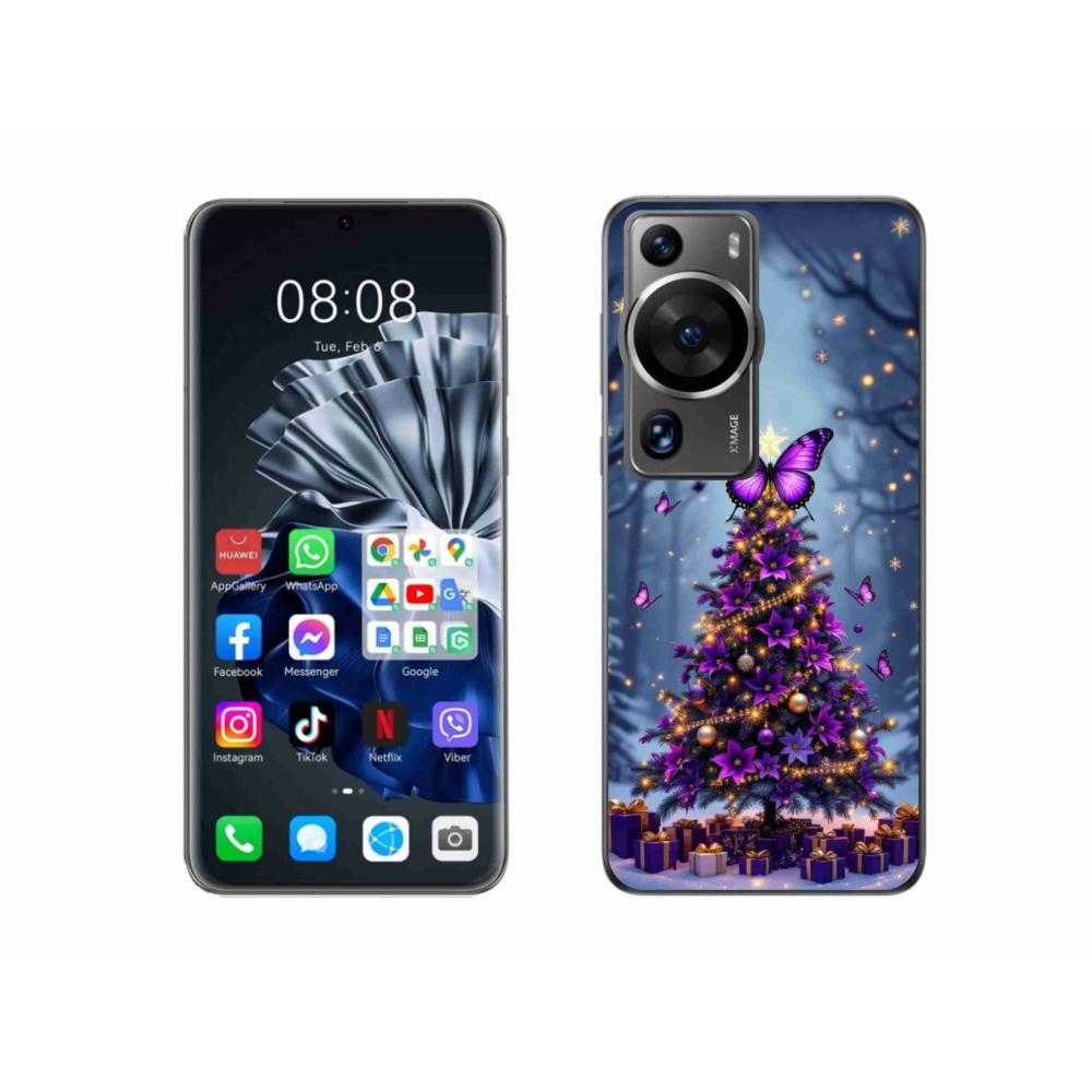 Gelový kryt mmCase na Huawei P60 Pro - motýlí vánoční stromek