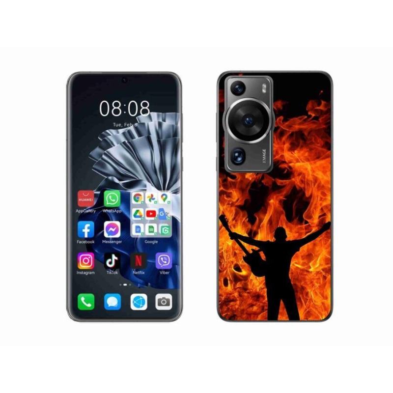 Gelový kryt mmCase na Huawei P60 Pro - muzikant a oheň