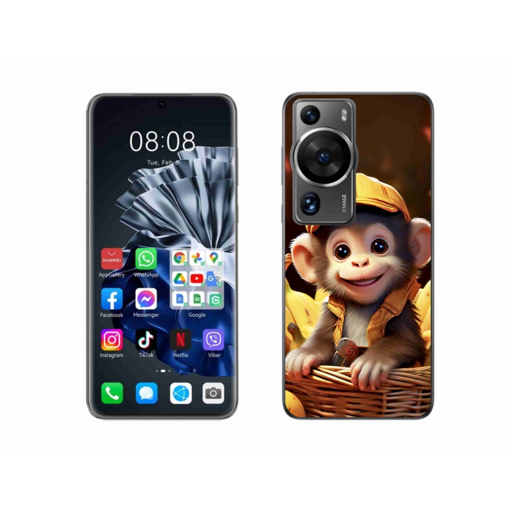 Gelový kryt mmCase na Huawei P60 Pro - opice v košíku