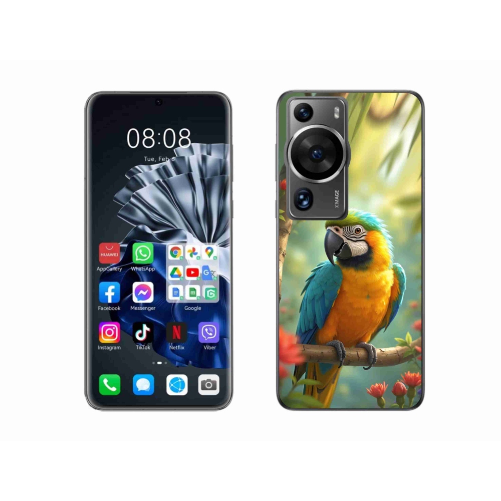 Gelový kryt mmCase na Huawei P60 Pro - papoušek ara modrožlutá