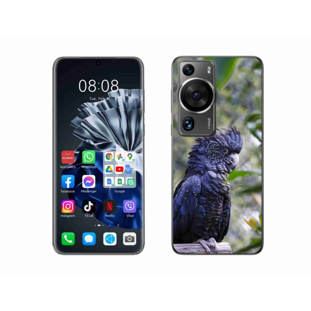 Gelový kryt mmCase na Huawei P60 Pro - papoušek kakadu černý