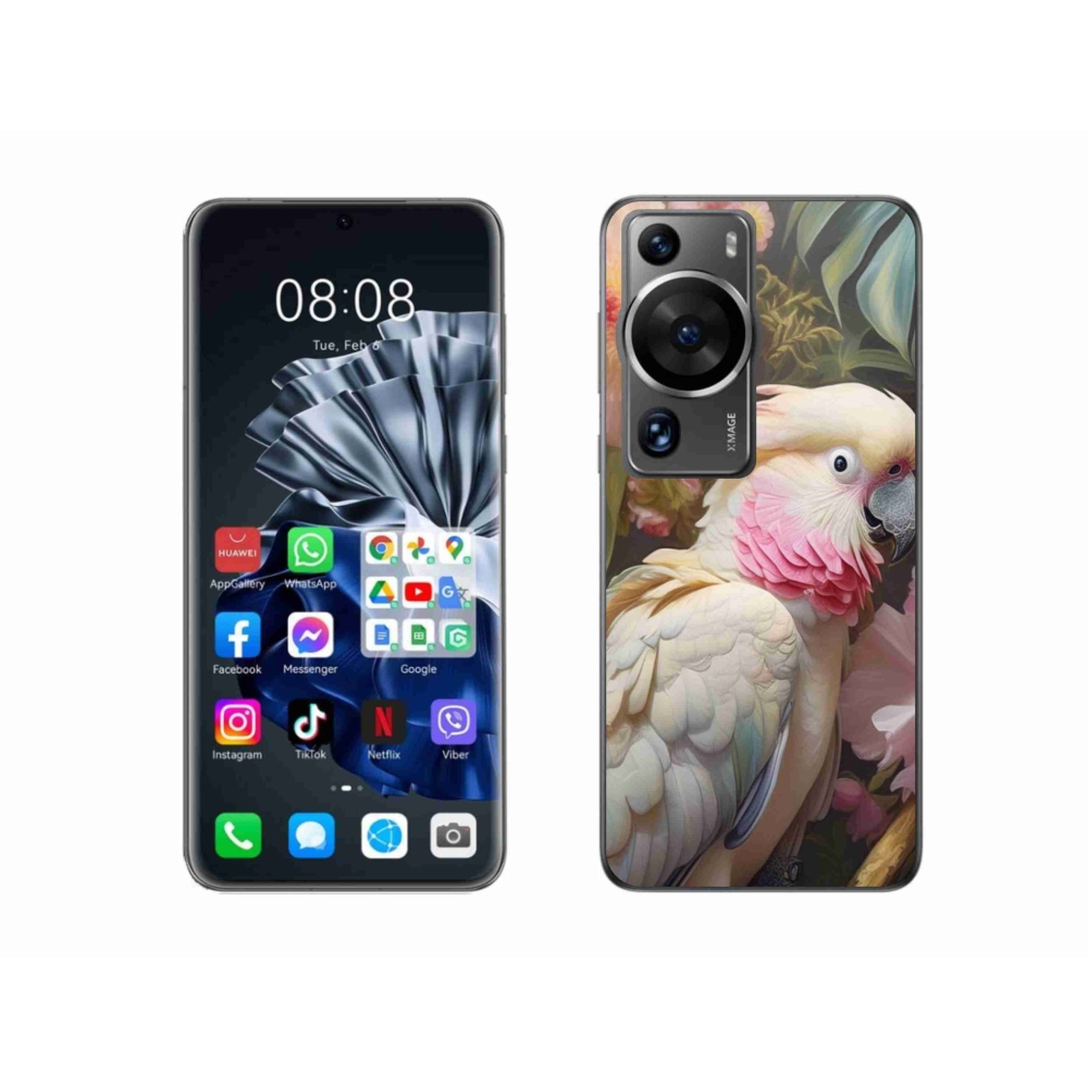 Gelový kryt mmCase na Huawei P60 Pro - papoušek kakadu růžový 2