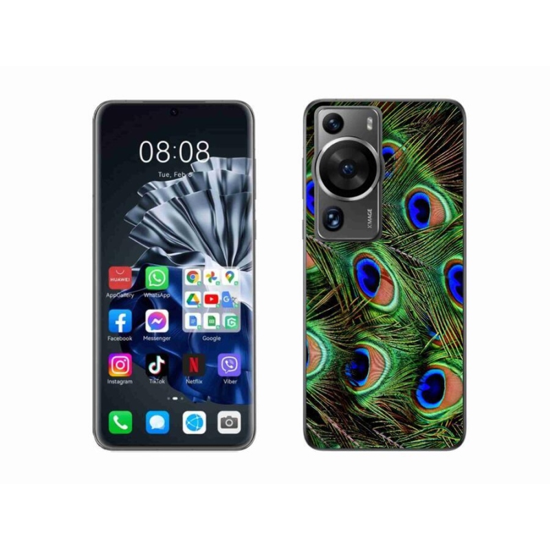 Gelový kryt mmCase na Huawei P60 Pro - paví peří