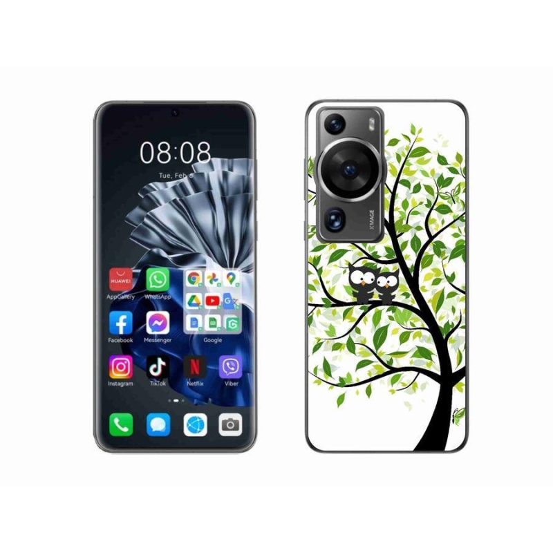 Gelový kryt mmCase na Huawei P60 Pro - sovičky na stromě