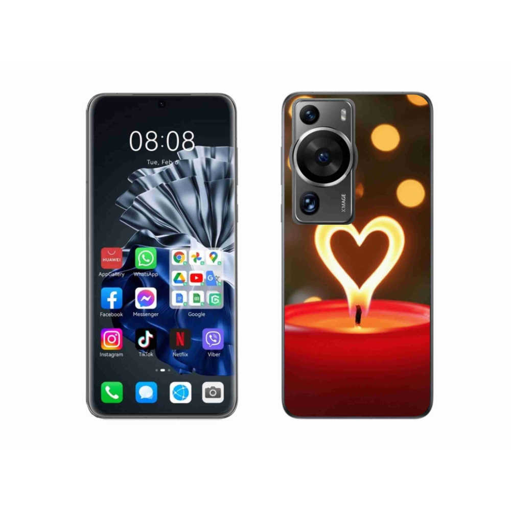 Gelový kryt mmCase na Huawei P60 Pro - srdce z plamene