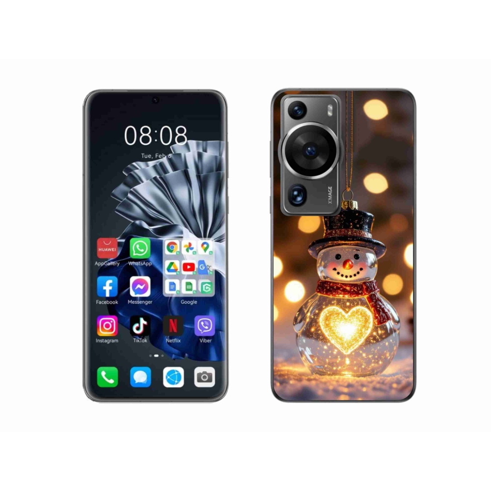 Gelový kryt mmCase na Huawei P60 Pro - svítící vánoční sněhulák