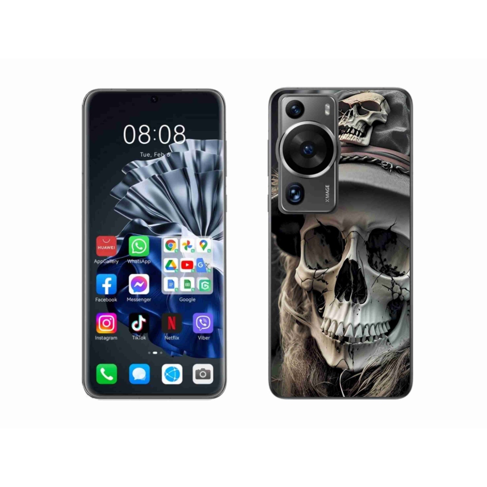 Gelový kryt mmCase na Huawei P60 Pro - temná lebka