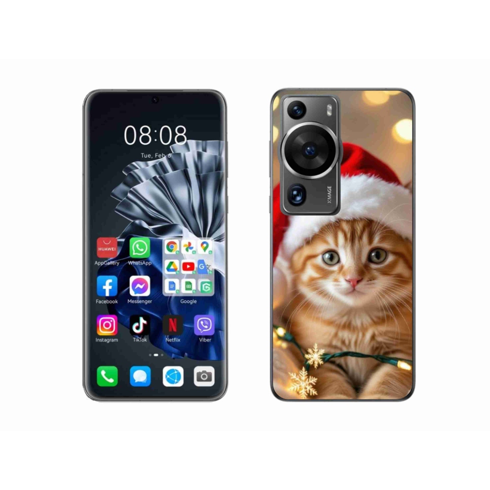 Gelový kryt mmCase na Huawei P60 Pro - vánoční kotě