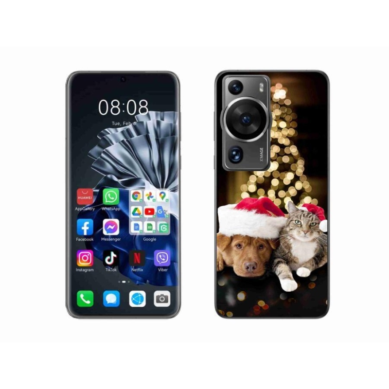 Gelový kryt mmCase na Huawei P60 Pro - vánoční pes a kočka