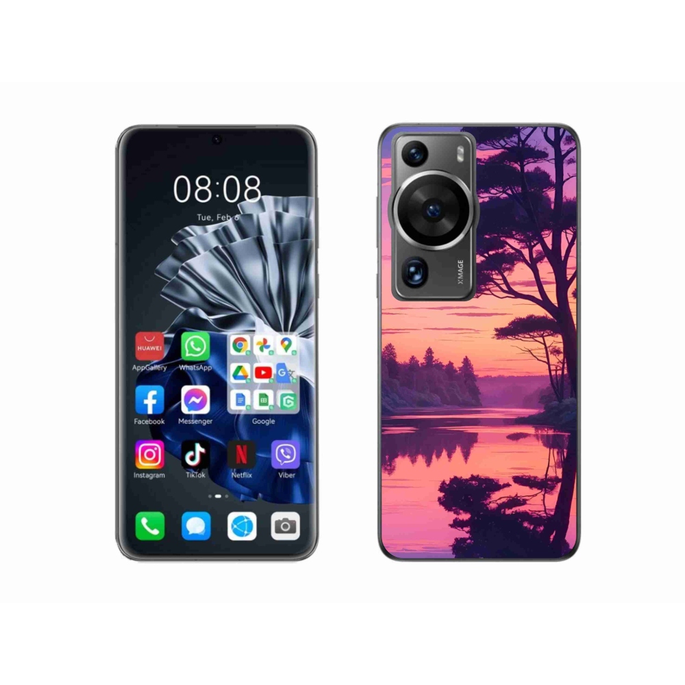 Gelový kryt mmCase na Huawei P60 Pro - západ slunce nad jezerem