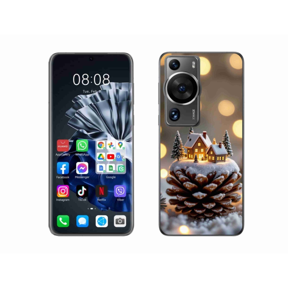 Gelový kryt mmCase na Huawei P60 Pro - zimní vesnička